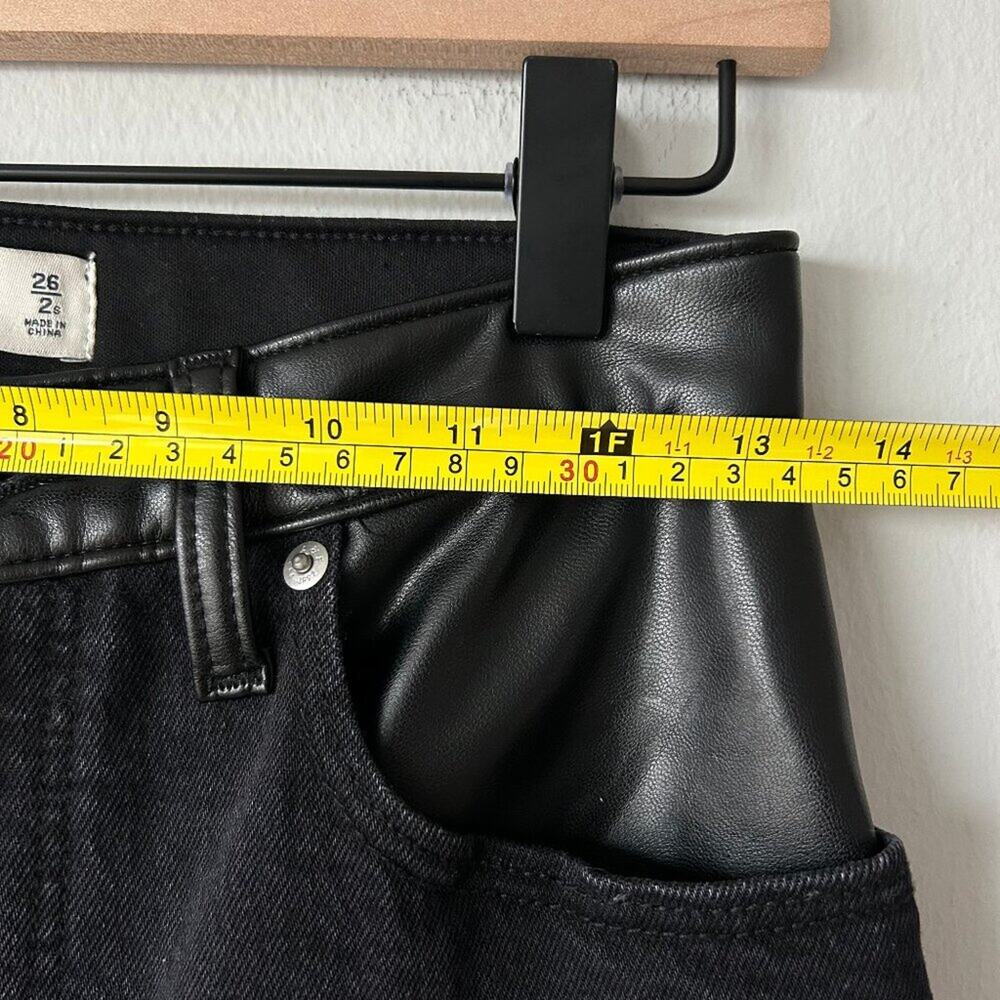 Abercrombie 90s Straight Faux Leather Jeans Women 26 Short Ultra High Rise Black - Picture 8 of 10